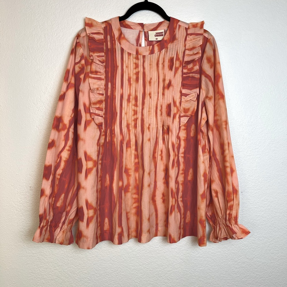 Samant Chaultan Anthropologie Tie die long sleeve top size M Cottage Core
